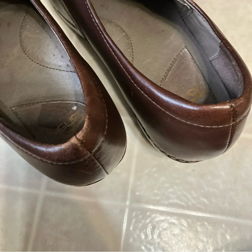 Dansko Stacie Clogs Brown Stitch Sides Block Heel leather 9837457800 size 41 - Picture 7 of 9